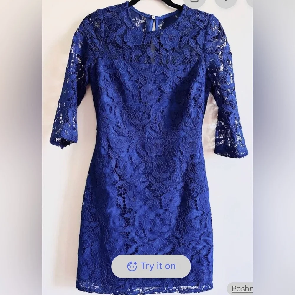 J. Crew Collection Lace Sheath Mini Dress Guipure Sheer in dark blue Size 0